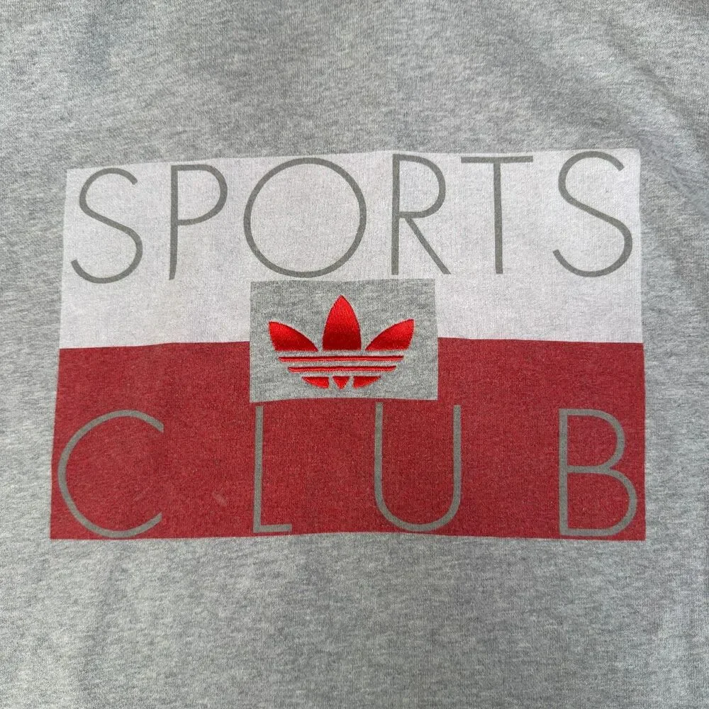 ADIDAS Originals Hoodie Mens L Gray International Sports Club Fleece Trefoil